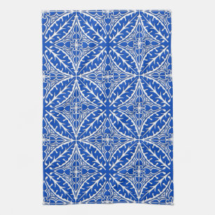 Moroccan tiles - cobalt blue and white tea towel