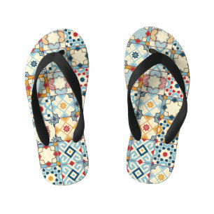 Moroccan tiles, colorful seamless pattern. kid's thongs