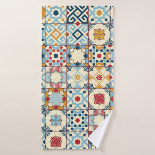 Moroccan tiles, colourful seamless pattern. bath towel