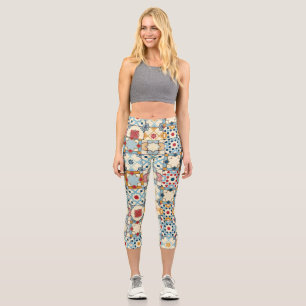 Moroccan tiles, colourful seamless pattern. capri leggings