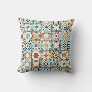 Moroccan tiles, colourful seamless pattern. cushion