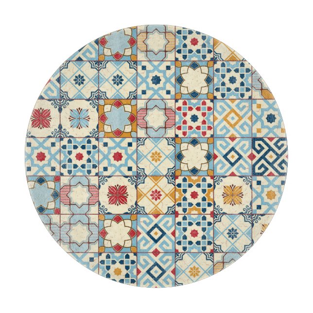 Moroccan tiles, colourful seamless pattern. cutting board (Front)