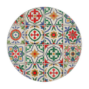 Moroccan Tiles: Colourful Seamless Pattern. Cutting Board