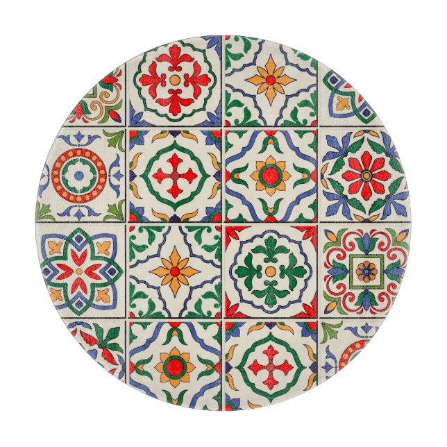 Moroccan Tiles: Colourful Seamless Pattern. Cutting Board (Front)