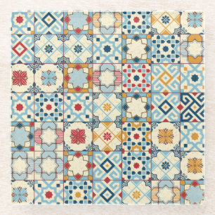 Moroccan tiles, colourful seamless pattern. glass coaster