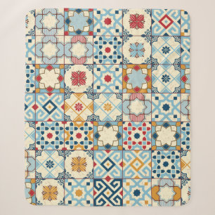 Moroccan tiles, colourful seamless pattern. sherpa blanket