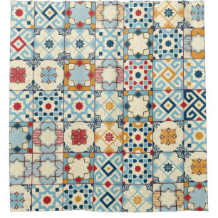 Moroccan tiles, colourful seamless pattern. shower curtain