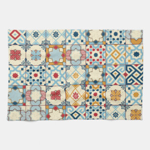 Moroccan tiles, colourful seamless pattern. tea towel
