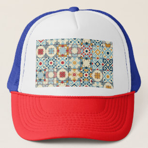 Moroccan tiles, colourful seamless pattern. trucker hat