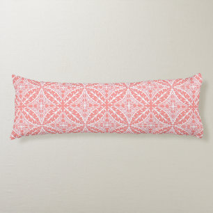 Moroccan tiles - coral pink and white body cushion