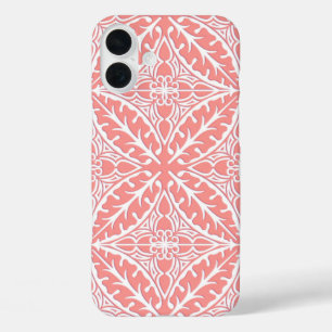 Moroccan tiles - coral pink and white iPhone 16 plus case