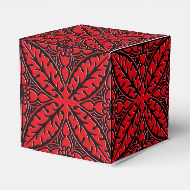 Moroccan tiles - dark red and black favour box (Back Side)
