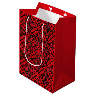 Moroccan tiles - dark red and black medium gift bag