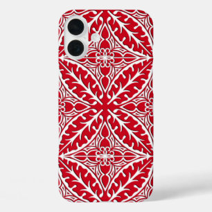 Moroccan tiles - dark red and white iPhone 16 plus case