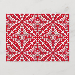 Moroccan tiles - dark red and white postcard