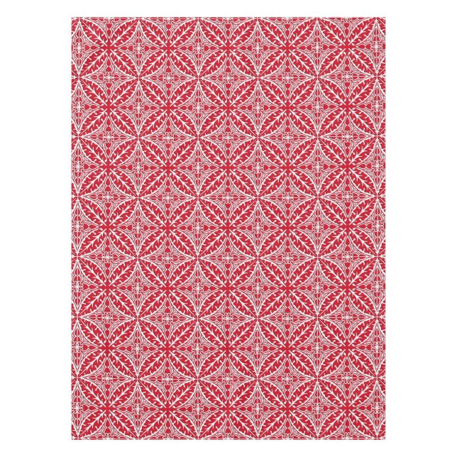 Moroccan tiles - dark red and white tablecloth (Front)
