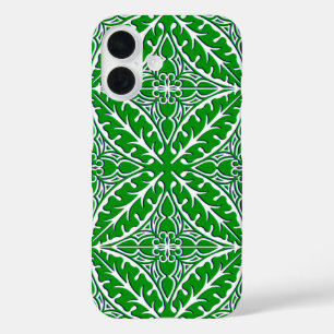 Moroccan tiles - emerald green and white iPhone 16 case