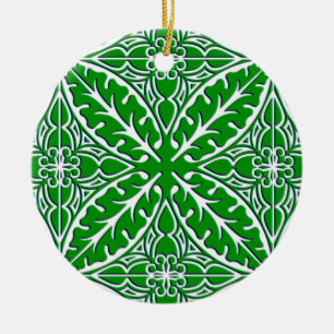 Moroccan tiles - emerald green and white ceramic ornament