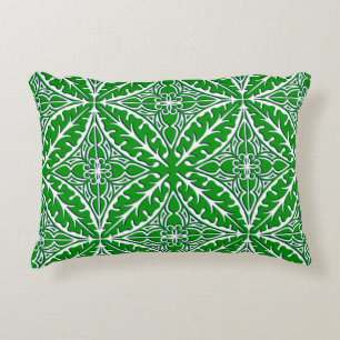 Moroccan tiles - emerald green and white decorative cushion