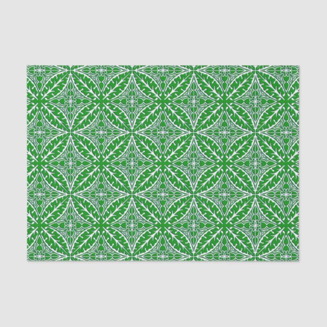 Moroccan tiles - emerald green and white tissue paper (Front)