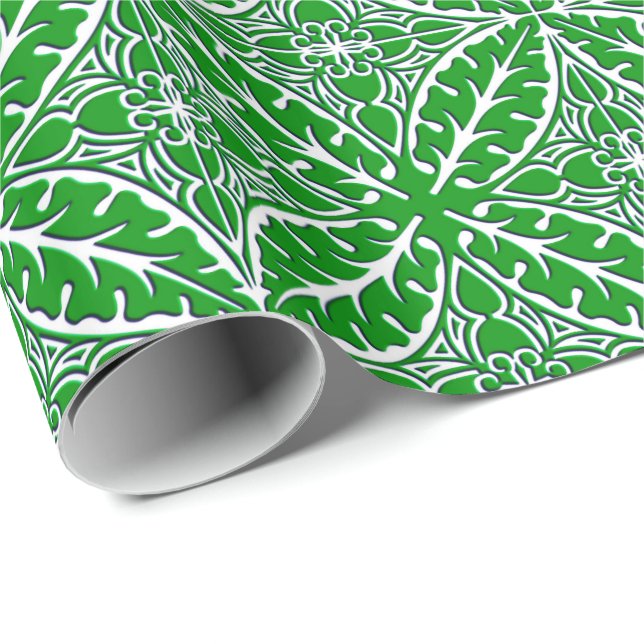 Moroccan tiles - emerald green and white wrapping paper (Roll Corner)