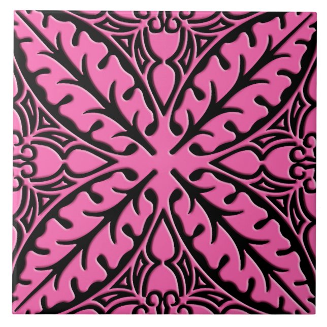 Moroccan tiles - fuchsia pink and black (Front)
