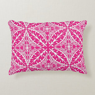 Moroccan tiles - fuchsia pink and white decorative cushion