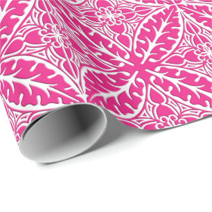 Moroccan tiles - fuchsia pink and white wrapping paper