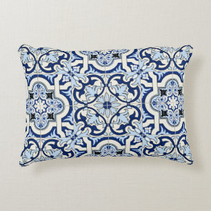 Moroccan Tiles: Gorgeous Blue Patterns. Decorative Cushion