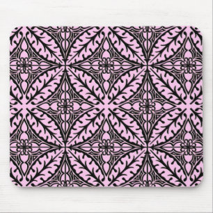 Moroccan tiles - ice pink and black mouse pad