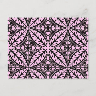 Moroccan tiles - ice pink and black postcard
