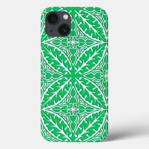 Moroccan tiles - jade green and white iPhone 13 case