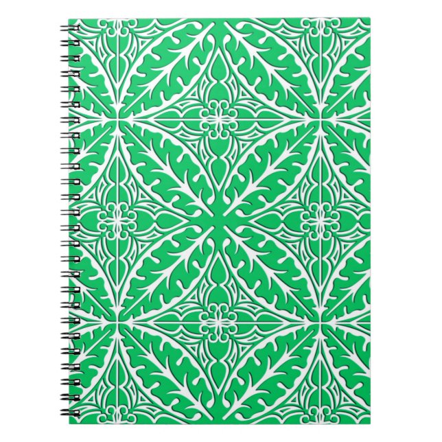 Moroccan tiles - jade green and white notebook (Front)