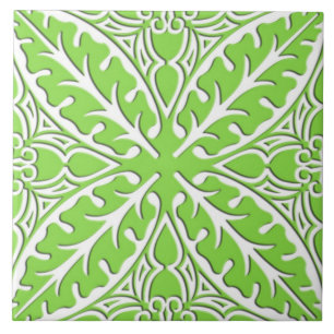 Moroccan tiles - lime green and white