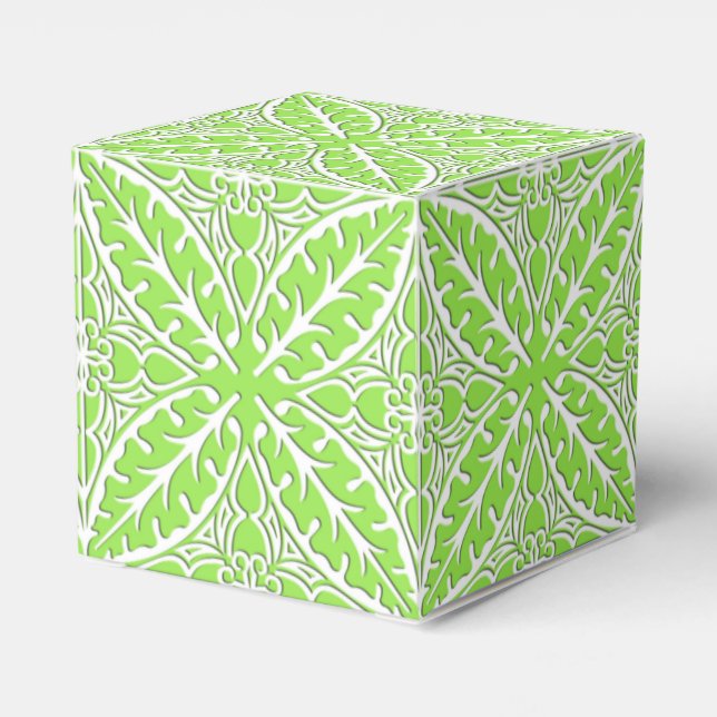 Moroccan tiles - lime green and white favour box (Back Side)