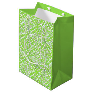 Moroccan tiles - lime green and white medium gift bag