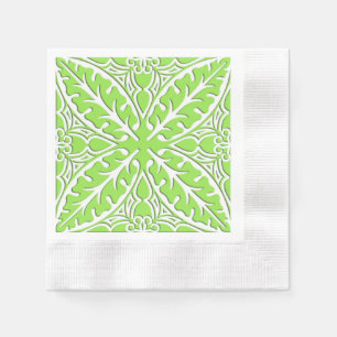 Moroccan tiles - lime green and white napkin