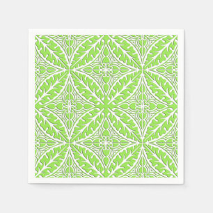 Moroccan tiles - lime green and white napkin