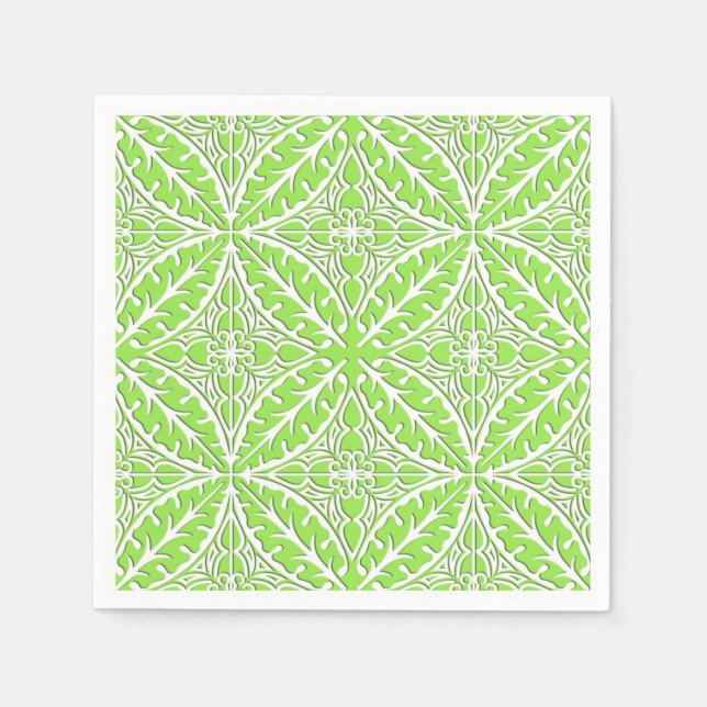 Moroccan tiles - lime green and white napkin (Front)