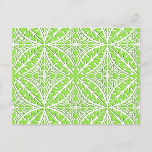 Moroccan tiles - lime green and white postcard