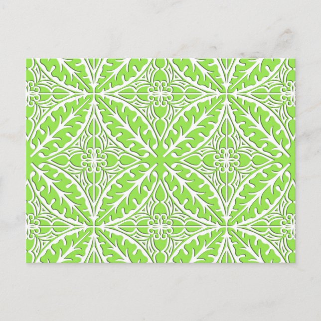 Moroccan tiles - lime green and white postcard (Front)