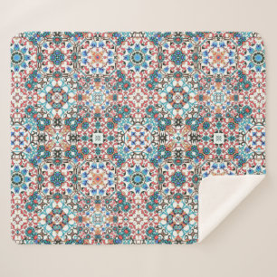 Moroccan tiles,mosaic,colourful art sherpa blanket