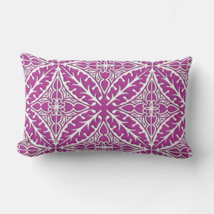 Moroccan tiles - orchid and white lumbar cushion