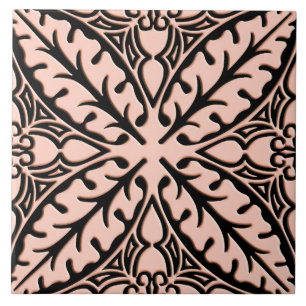 Moroccan tiles - peach pink and black