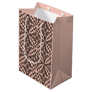 Moroccan tiles - peach pink and black medium gift bag