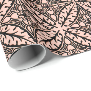Moroccan tiles - peach pink and black wrapping paper