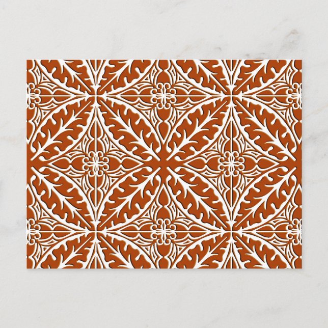 Moroccan tiles - rust brown and white postcard (Front)