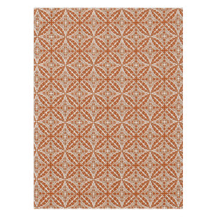 Moroccan tiles - rust brown and white tablecloth