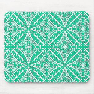 Moroccan tiles - turquoise and white mouse pad