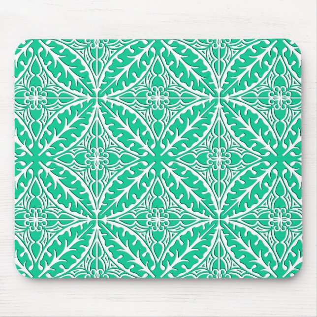 Moroccan tiles - turquoise and white mouse pad (Front)